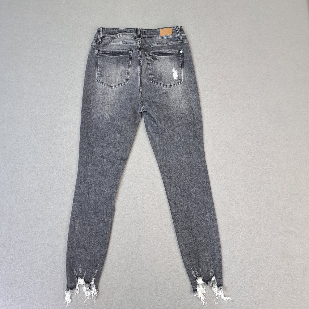 Judy Blue Jean Women Size 27 Distressed Skinny Fit Stretch Charcoal‎ Gray EUC - Picture 12 of 15